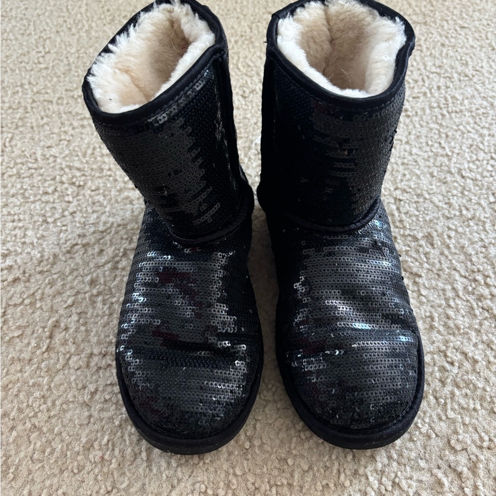 Ugg Black Sequin Boots with Fur Lining